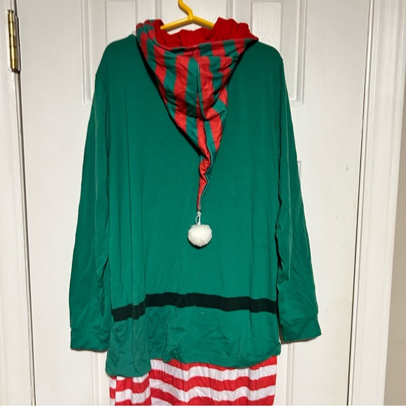 Christmas Elf Onesie Hooded Snap Front Red & Green | Unisex Age Size 11-12 - Picture 6 of 9